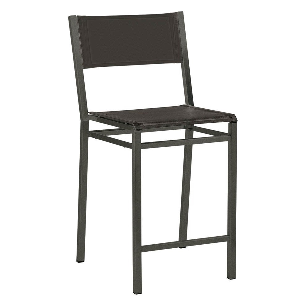 Equinox Counter Height Chair – Powder-Coated by Barlow Tyrie – Graphite / Carbon, white background