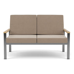 Equinox Deep Seating Two-Seater Settee – Stainless by Barlow Tyrie, white background
