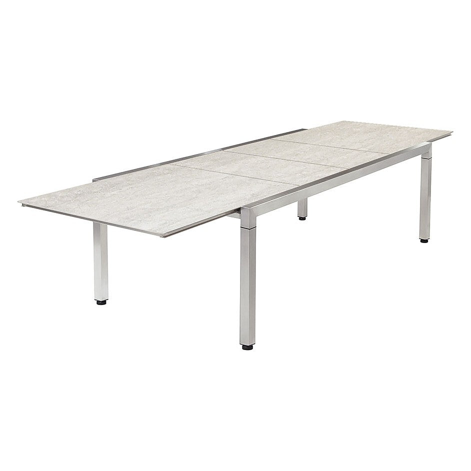 Equinox Extending Table 360 – Stainless by Barlow Tyrie – Frost Ceramic, white background