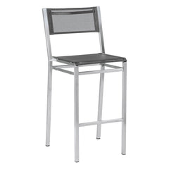 Equinox High Dining Chair – Stainless & Sling by Barlow Tyrie – Charcoal, white background