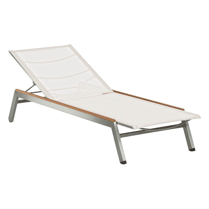 Equinox Lounger – Stainless &amp; Teak by Barlow Tyrie – Pearl