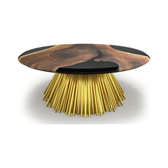 Eskulape Walnut Wood Round Coffee Table Arditi Collection