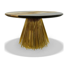 Eskulape Walnut Wood Round Dining Table Arditi Collection