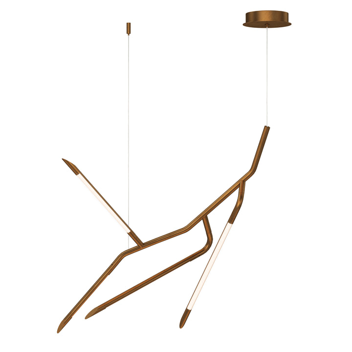 ET2 Scion 27-inch LED pendant in Weathered Brass on white background