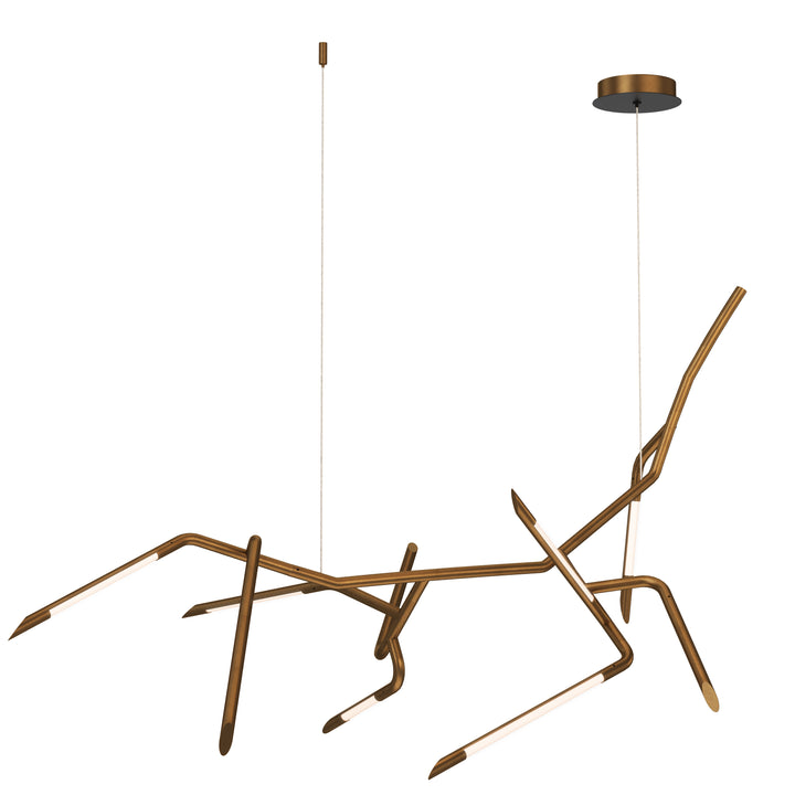 ET2 Scion 50-inch LED pendant in Weathered Brass on white background