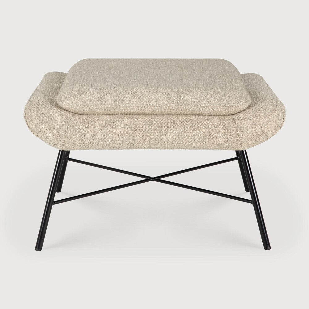 Ethnicraft Barrow footstool Colour:Off White fabric on white background