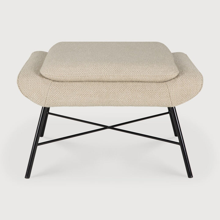 Ethnicraft Barrow footstool Colour:Off White fabric on white background
