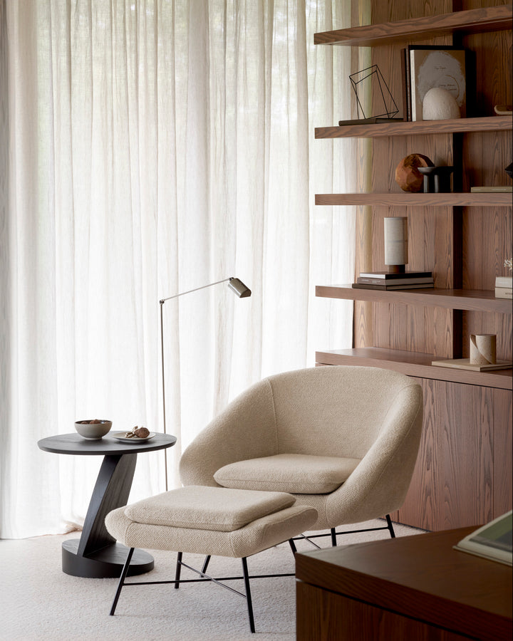 Ethnicraft Barrow footstool styled in a modern interior
