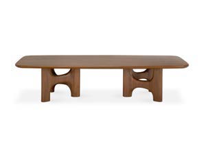 Ethnicraft Flow teak wild brown coffee table on a white background