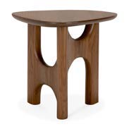 Ethnicraft Flow side table in teak Wild Brown on a white background