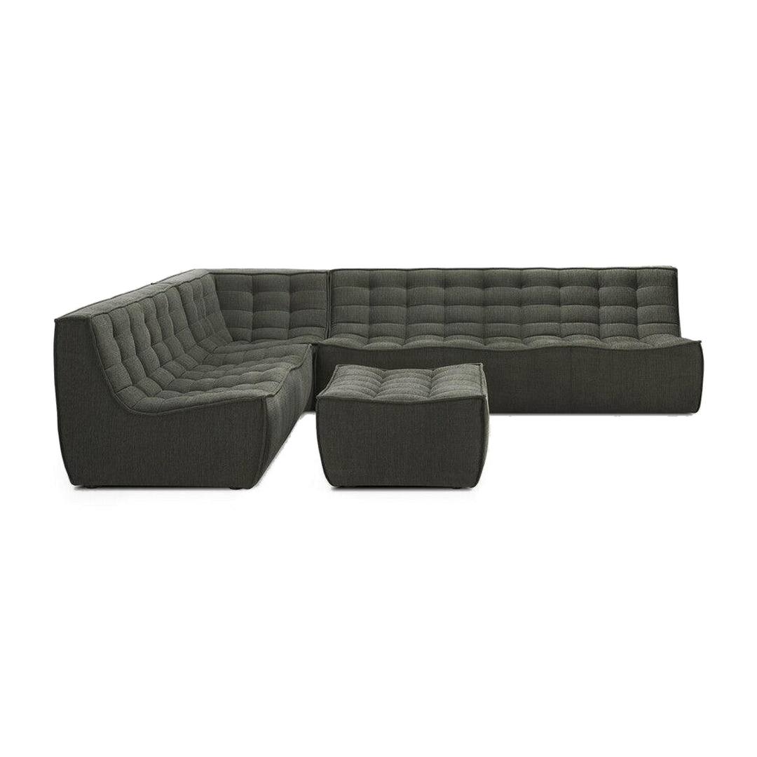 N701 Modular 4-Piece Moss Fabric Sectional Set by Ethnicraft, complete product view