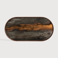 Ethnicraft 20369 — Organic Glass Tray, Oblong, Medium, Bronze