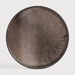 Ethnicraft 20403 — Aged Mirror Tray, Round, Small, Bronze