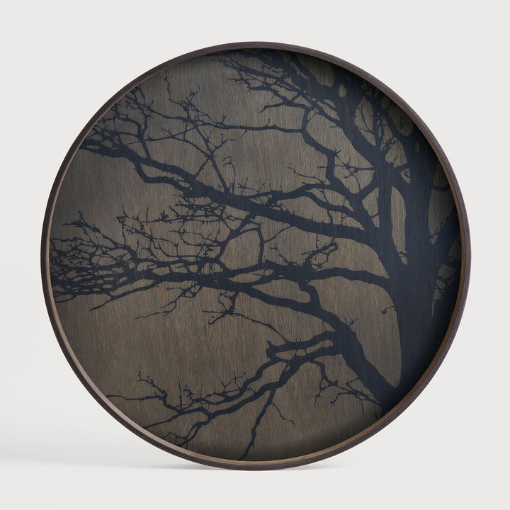 Ethnicraft 20404 — Tree Wooden Tray, Round, Large, Black Tree