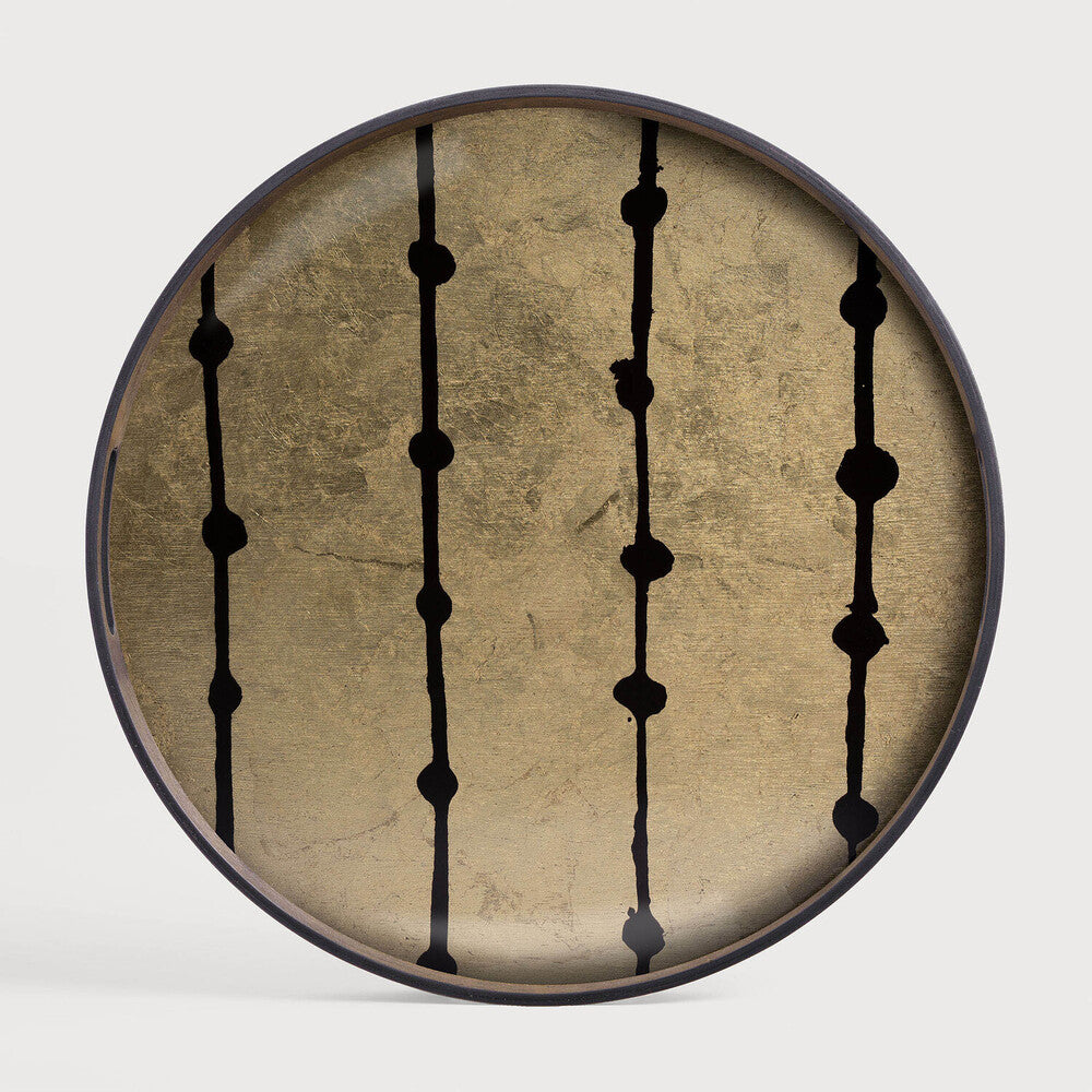 Ethnicraft 20418 — Gold Leaf Dots Glass Tray, Round, Small