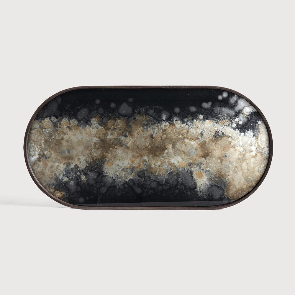 Ethnicraft 20467 — Organic Glass Tray, Oblong, Medium, Black