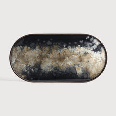 Ethnicraft 20467 — Organic Glass Tray, Oblong, Medium, Black