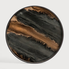 Ethnicraft 20584 — Organic Glass Tray, Round, Large, Bronze