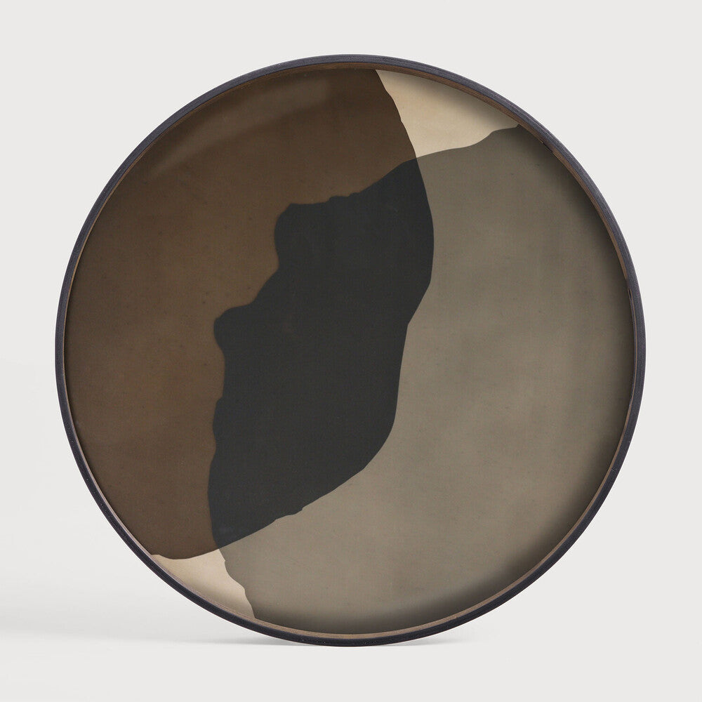 Ethnicraft 20909 — Combined Dots Glass Tray, Round, Extra Large, Graphite Combined