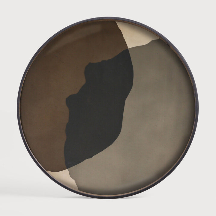 Ethnicraft 20909 — Combined Dots Glass Tray, Round, Extra Large, Graphite Combined