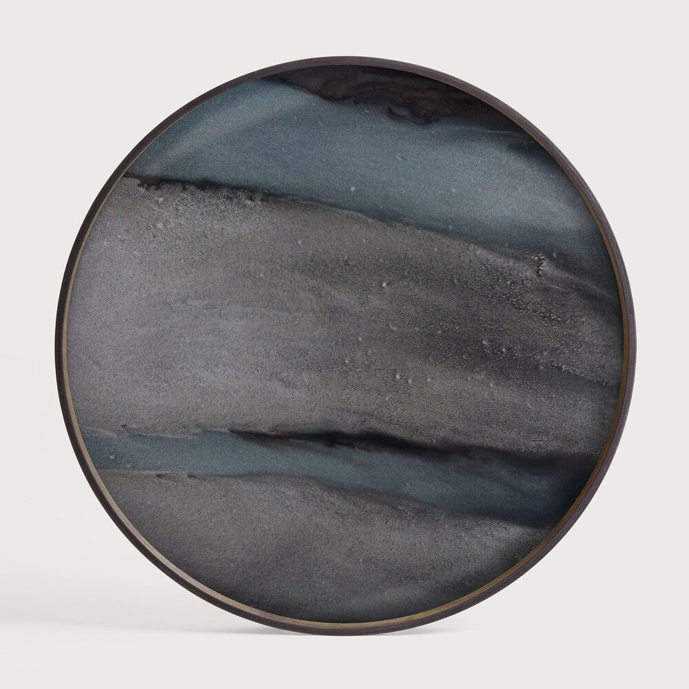 Ethnicraft 20913 — Organic Glass Tray, Round, Large, Graphite