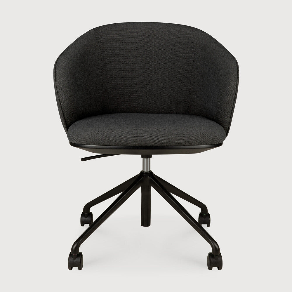 Unda Office Chair by Ethnicraft in Charcoal, With Wheels, front view