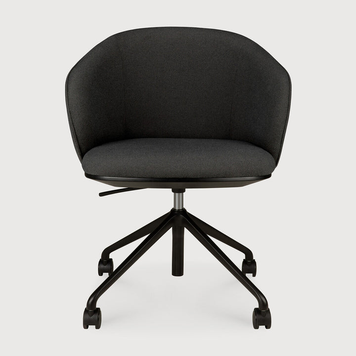 Unda Office Chair by Ethnicraft in Charcoal, With Wheels, front view