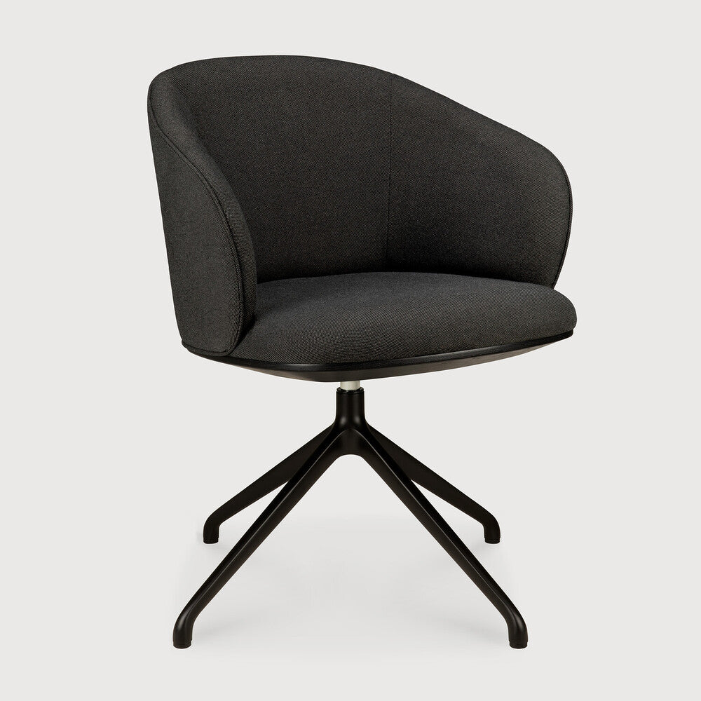 Unda Office Chair by Ethnicraft in Charcoal, Without Wheels, front view