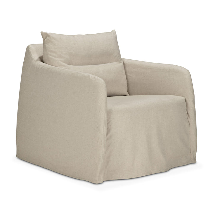 Ethnicraft Weave lounge chair in Bone fabric on a white background