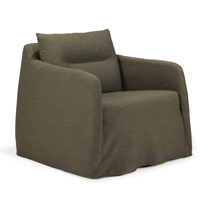 Ethnicraft Weave lounge chair in Green fabric on a white background