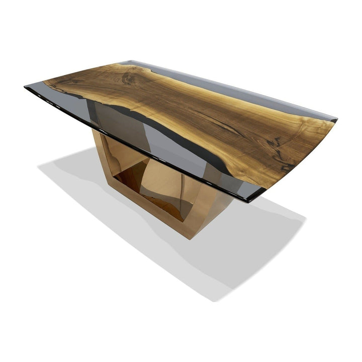 Evadne Walnut Wood Bronze Dining Table Arditi Collection