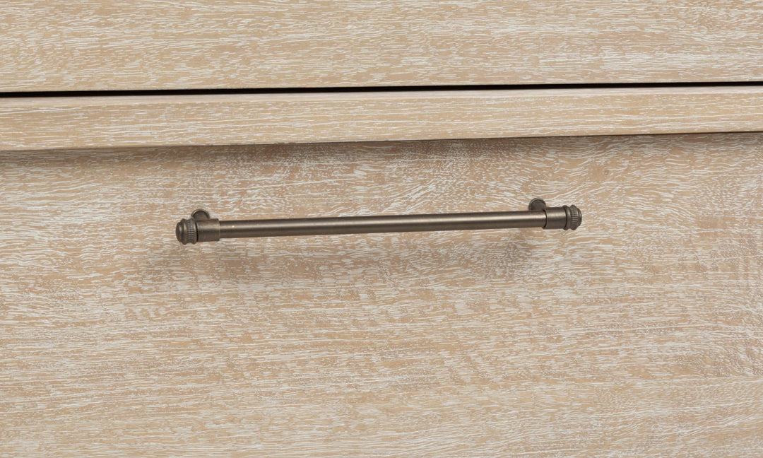 Evelyn Two Drawer Nightstand with Cord Management in Saltwood — detail view
