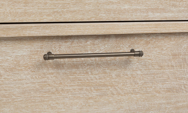 Evelyn Two Drawer Nightstand with Cord Management in Saltwood — detail view