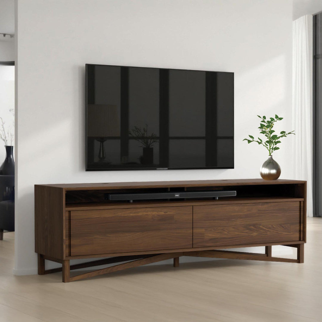 Exeter 66-inch Low Media Cabinet by Copeland Furniture in a modern interior