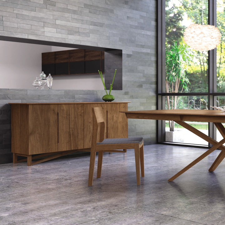 Exeter Buffet in natural walnut in a modern dining room