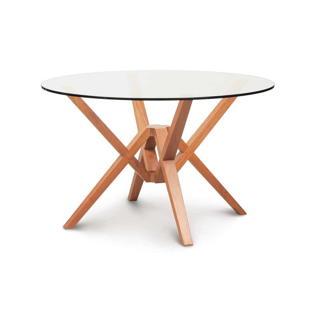 Exeter Round Glass Top Dining Table in natural cherry