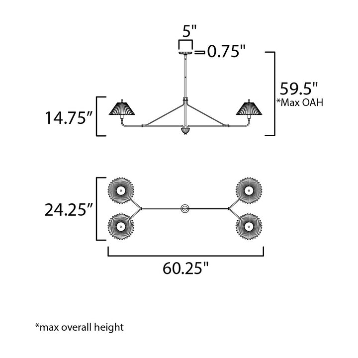 Kismet 4-Light Linear Pendant by Studio M Lighting – line drawing