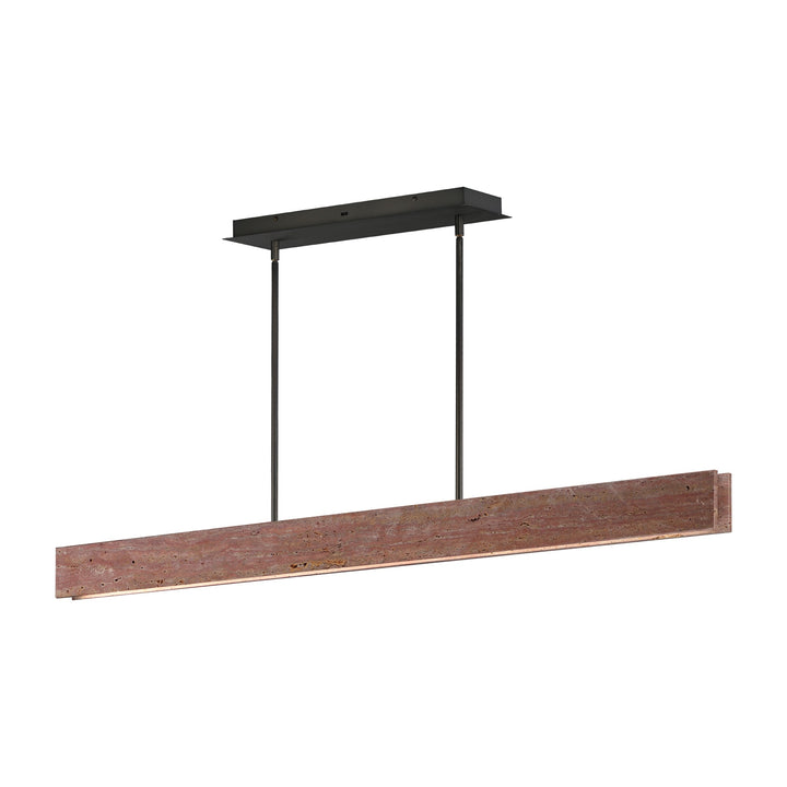 Lintel 59 LED Linear Stone Pendant by Studio M Lighting in Rosso Laterite / Gunmetal