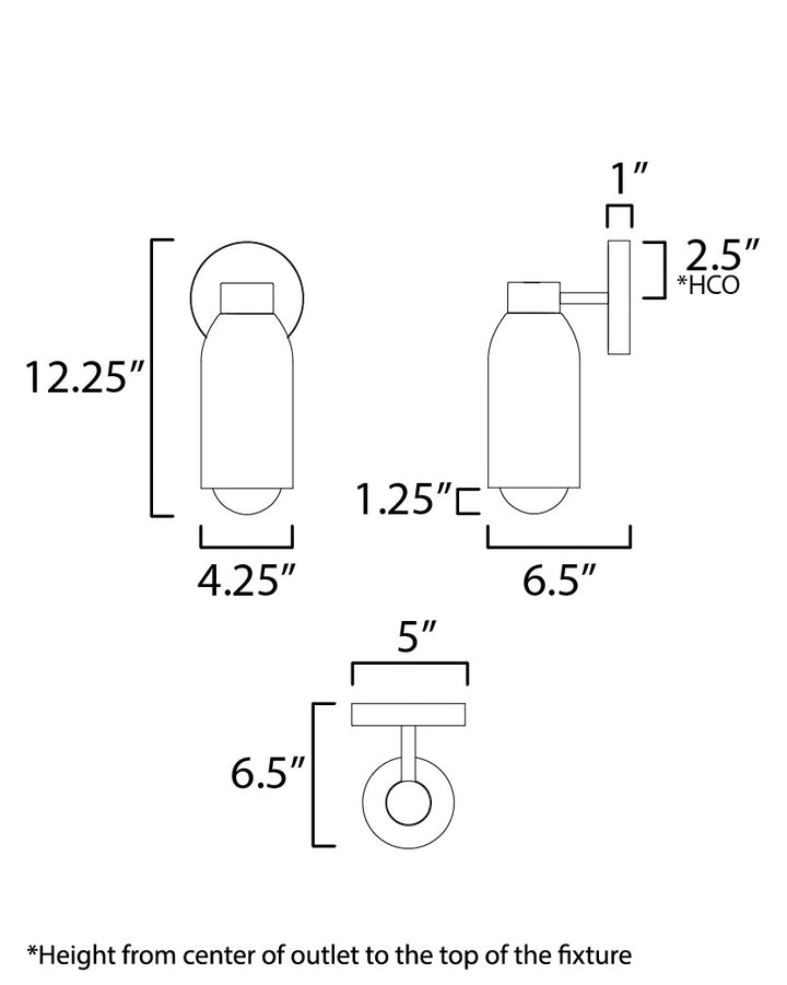 Pompeii 1-Light Wall Sconce by Studio M Lighting – line drawing