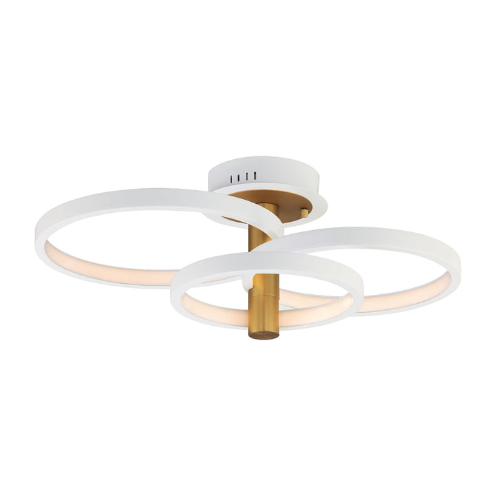 Hoopla LED Semi Flush Mount by Studio M Lighting in White/Gold
