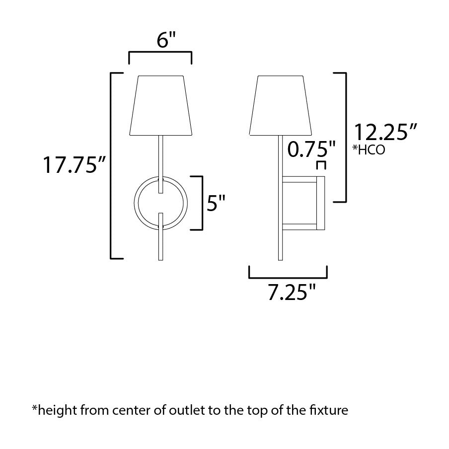 Paoli 1-Light Sconce by Studio M Lighting – line drawing