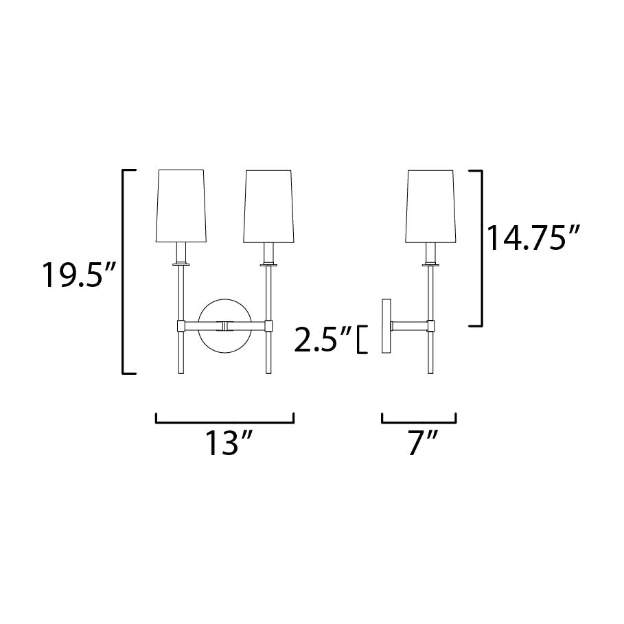 Uptown 2-Light Wall Sconce by Studio M Lighting – line drawing