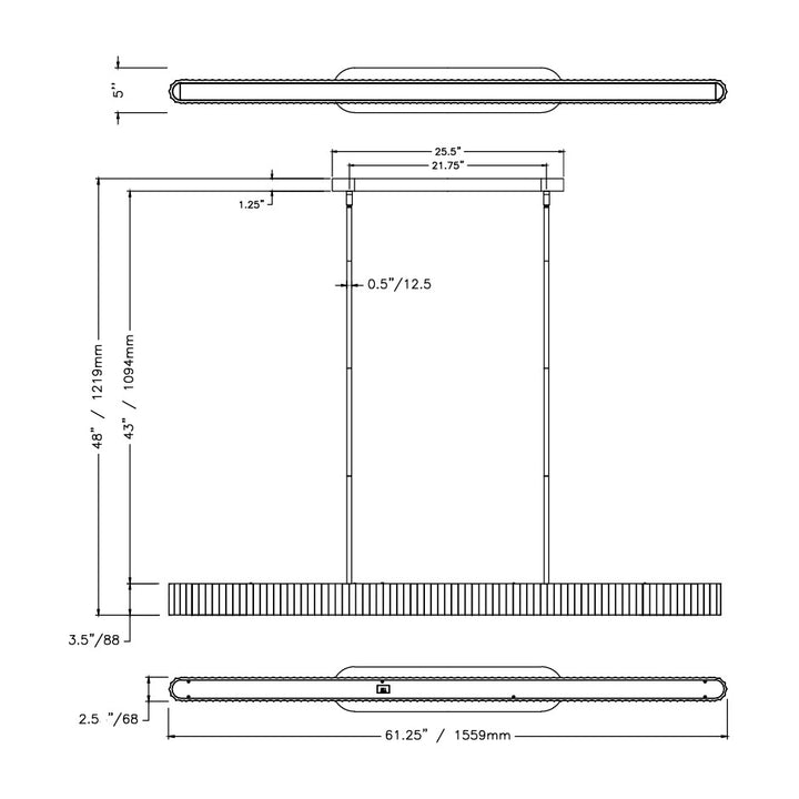 Delphi 61 LED Pendant by Studio M Lighting – line drawing