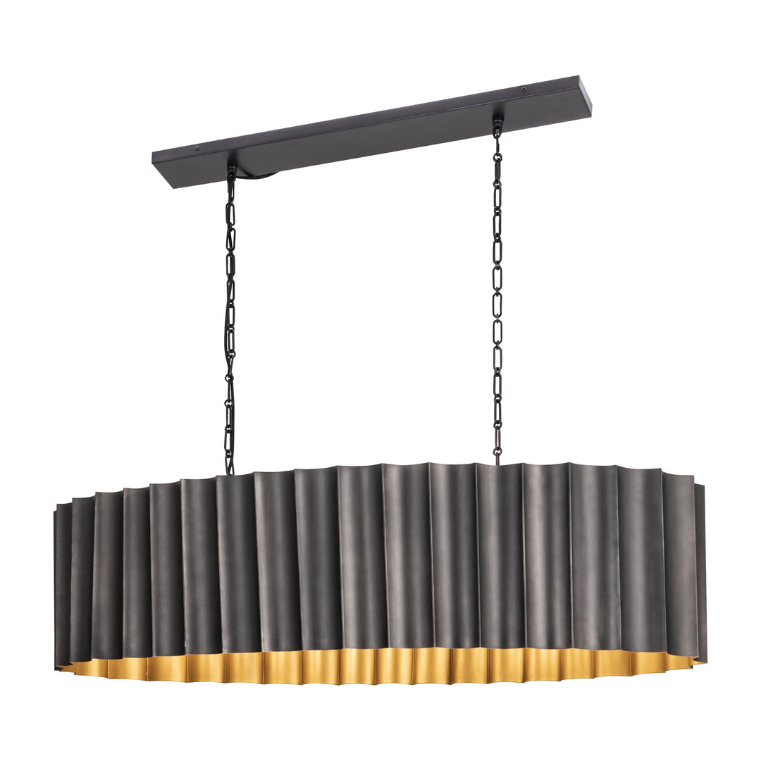 Allegra 5-Light Linear Pendant by Studio M Lighting in Gunmetal / Gold