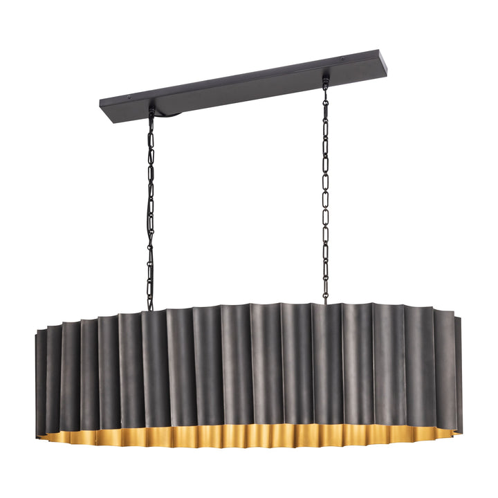 Allegra 5-Light Linear Pendant by Studio M Lighting in Gunmetal / Gold