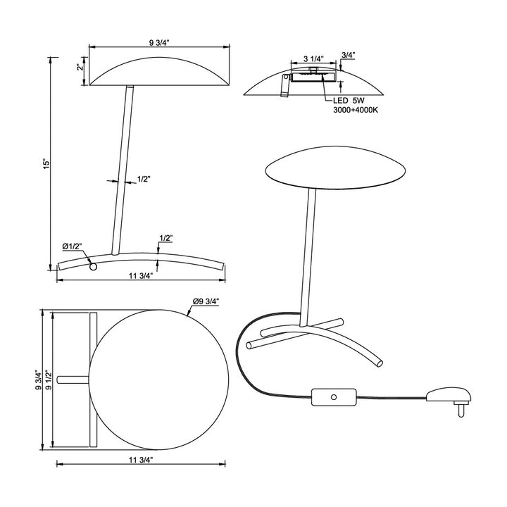 Vesta LED Desk Lamp by Studio M Lighting – line drawing