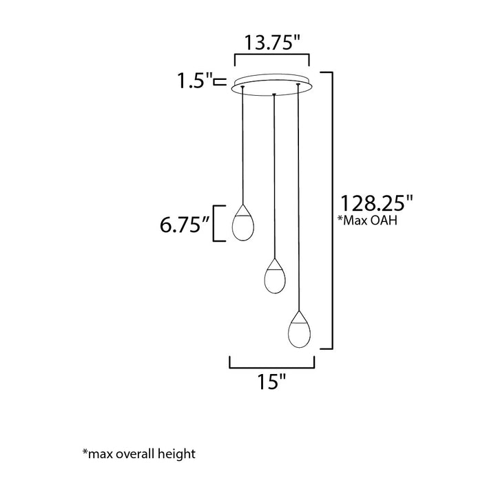 Dewdrop 3- Light LED Pendant by Studio M Lighting – line drawing