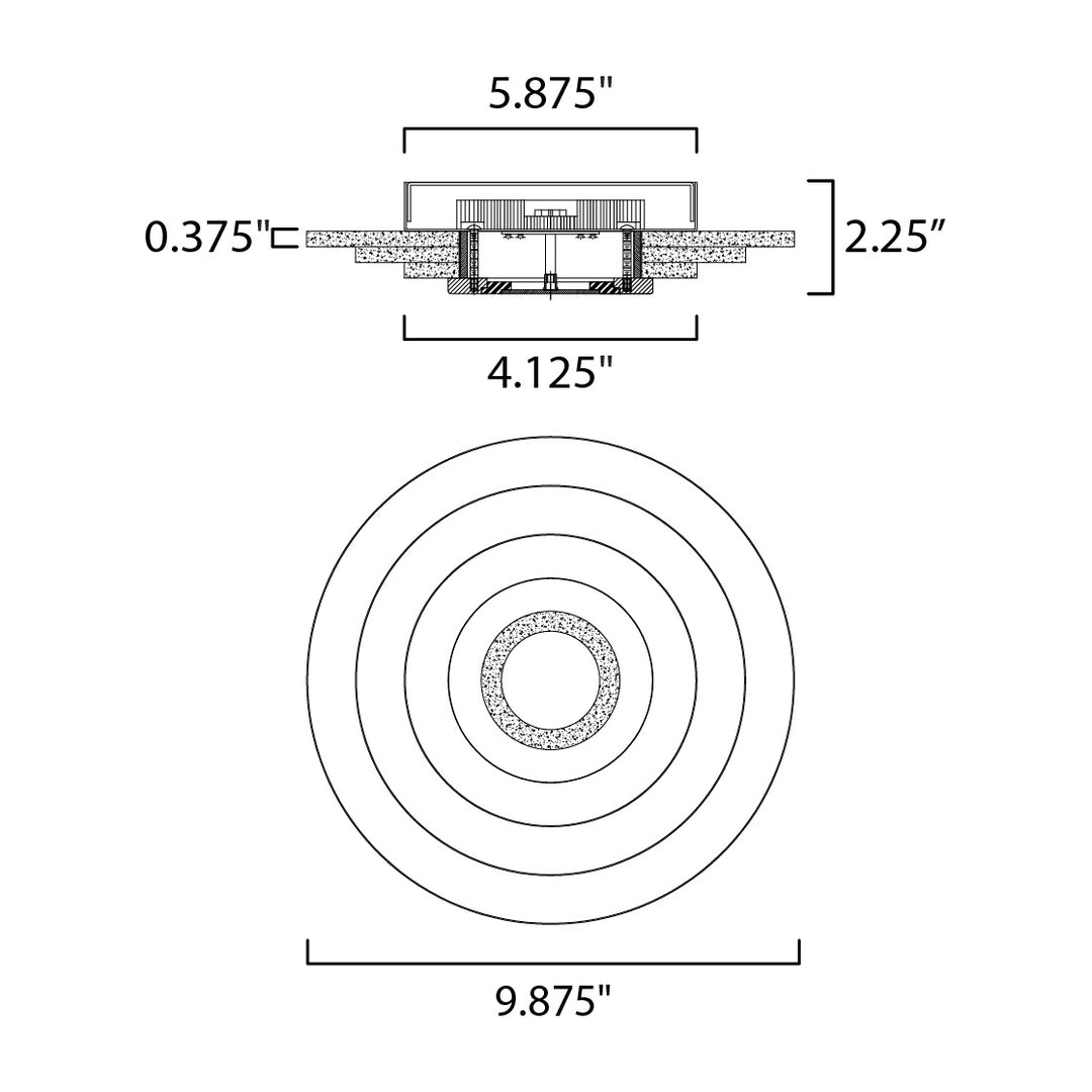 Stratum 1-Light LED Wall/Flush Mount by Studio M Lighting – line drawing
