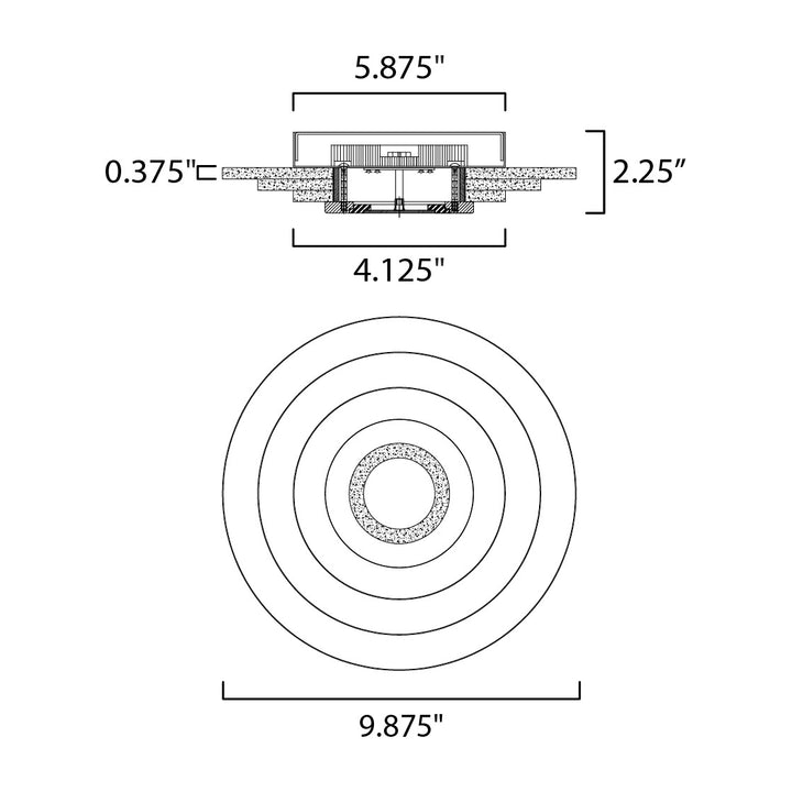 Stratum 1-Light LED Wall/Flush Mount by Studio M Lighting – line drawing