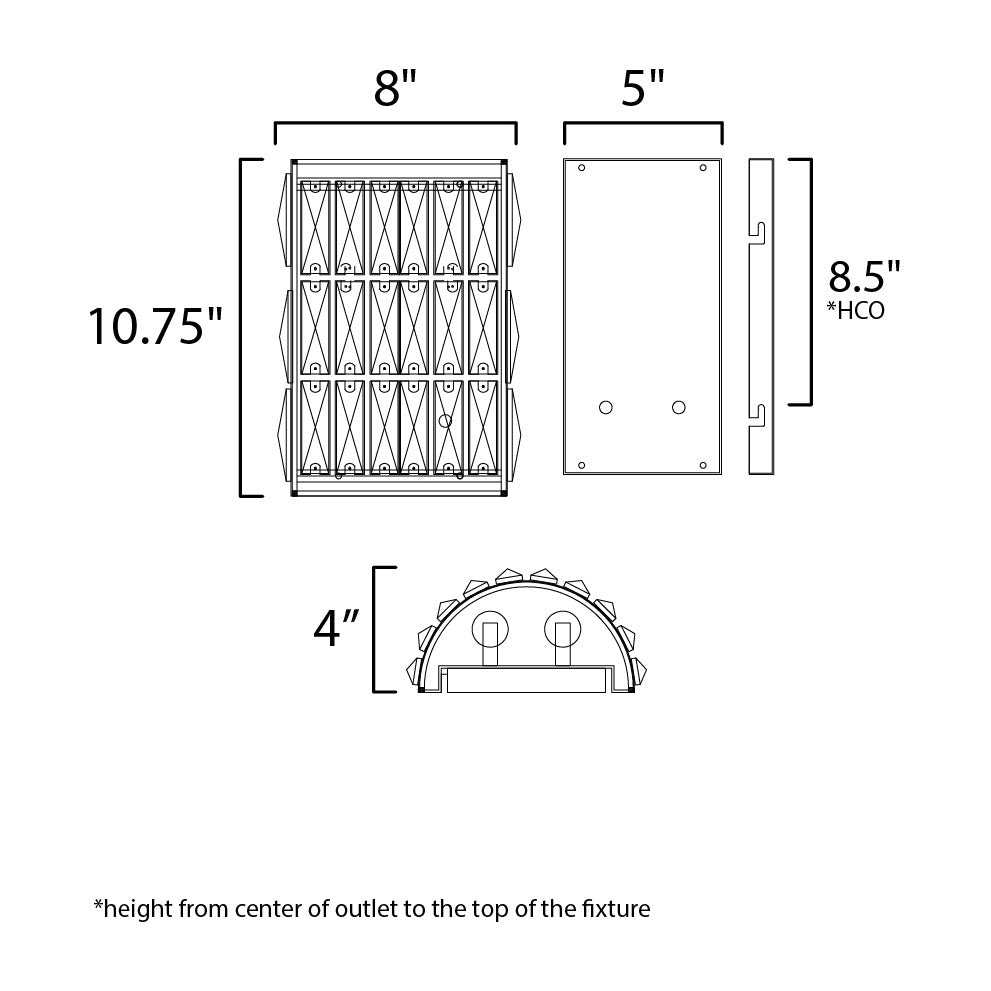 Madeline 2-Light Wall Sconce by Studio M Lighting – line drawing